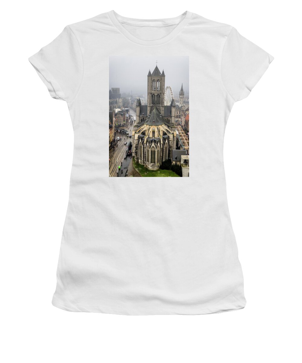 Nicholas Women's T-Shirt featuring the photograph St. Nicholas Church, Ghent. by Pablo Lopez