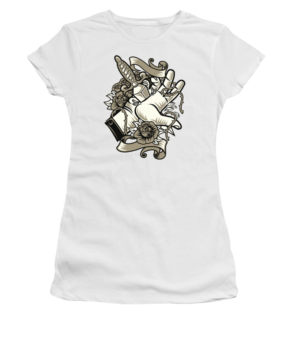 Stabbed Women's T-Shirt featuring the digital art Stabbed Hand by Long Shot
