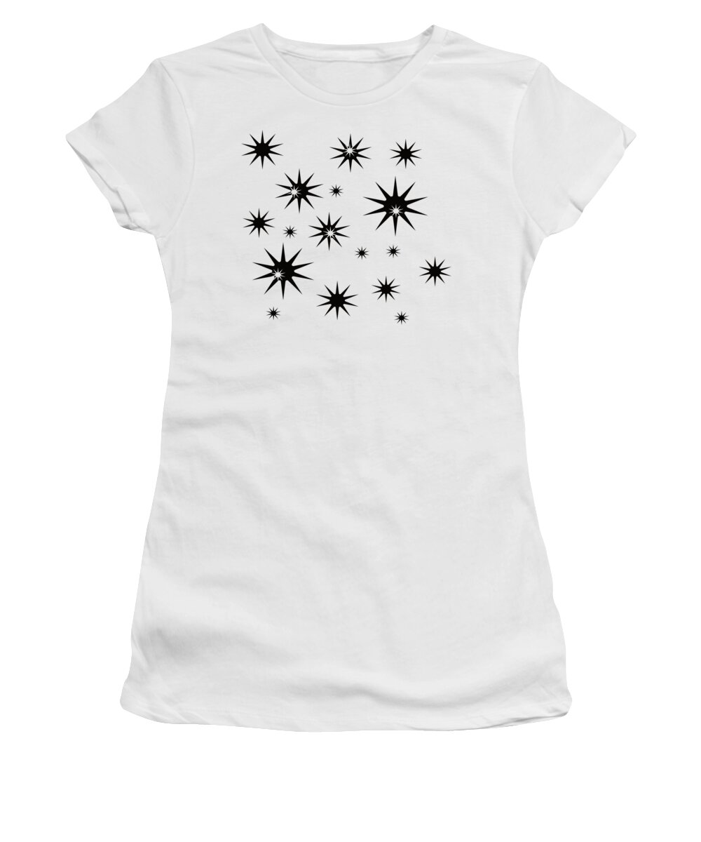 Stars Women's T-Shirt featuring the digital art Stars Black and White by Patricia Piotrak