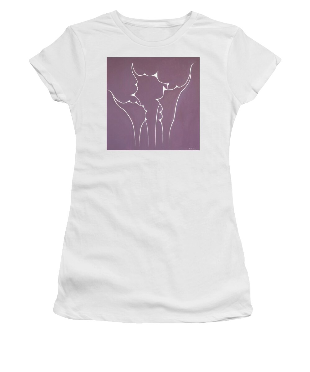 Abstract Succulent Women's T-Shirt featuring the painting Succulent In Violet by Ben and Raisa Gertsberg