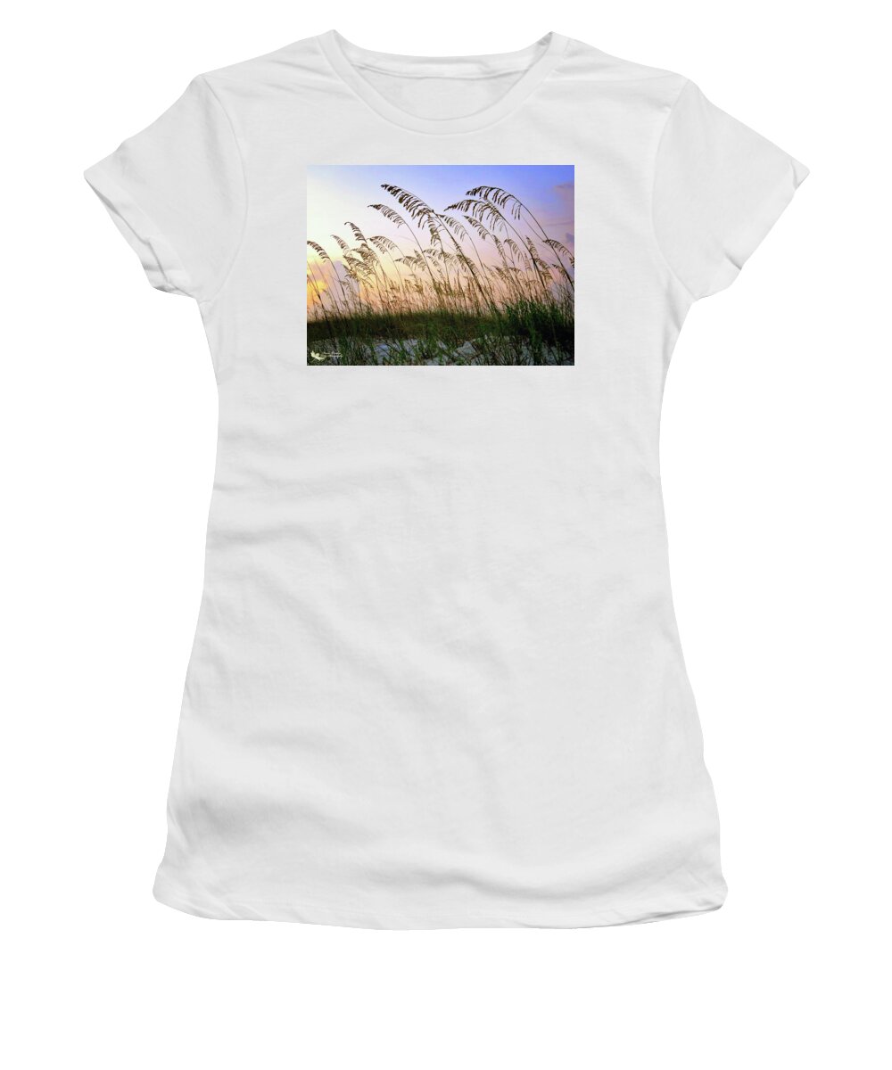 Sea Oats Women's T-Shirt featuring the photograph Sunrise Sea Oats by Denise Winship