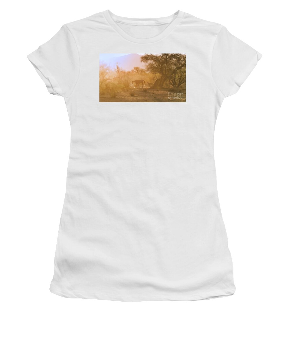 Cute Women's T-Shirt featuring the photograph Sunrise Walk by Shannon Hastings