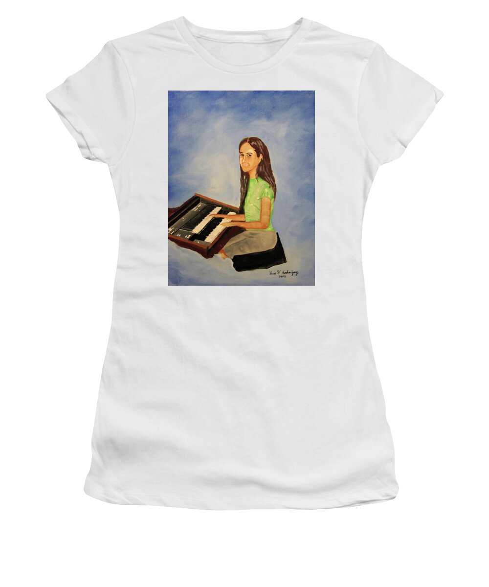 Organ Women's T-Shirt featuring the painting Talented Youth by Luis F Rodriguez