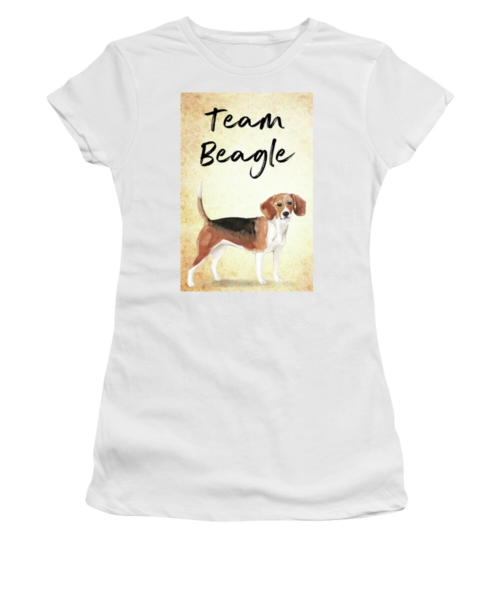 Beagle Women's T-Shirt featuring the painting Team Beagle cute Art for Dog lovers by Matthias Hauser