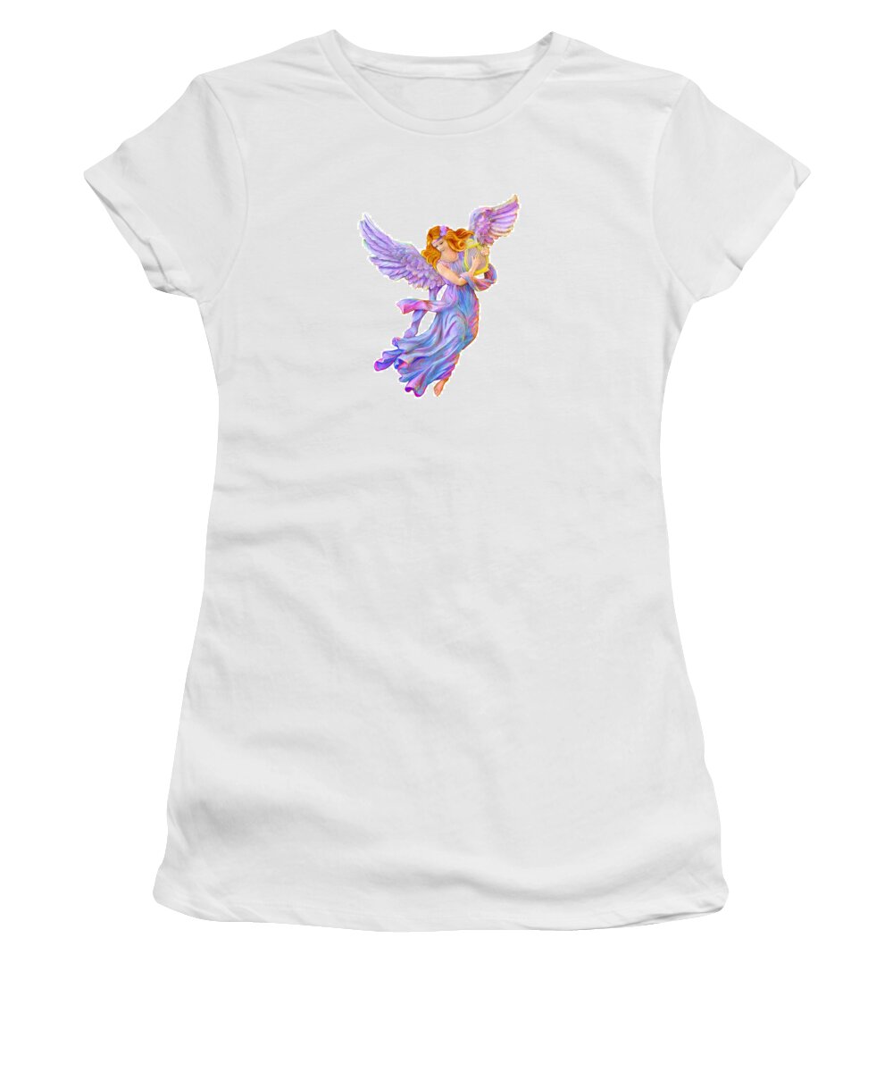 Olena Art Women's T-Shirt featuring the painting The Antique Angel Muse - Love of Poetry by OLena Art