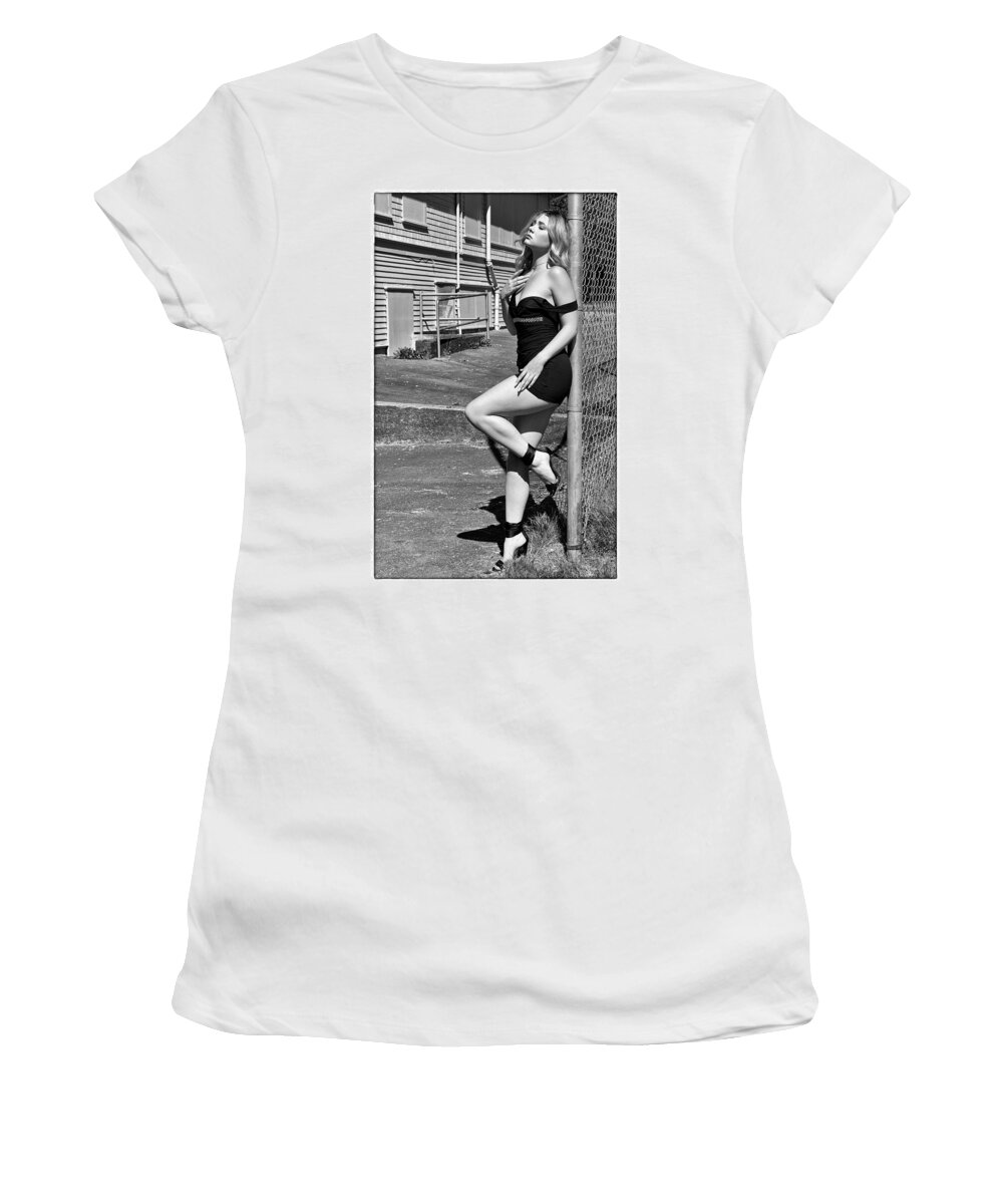 Female Women's T-Shirt featuring the photograph The Backyard Fence by Doug Matthews