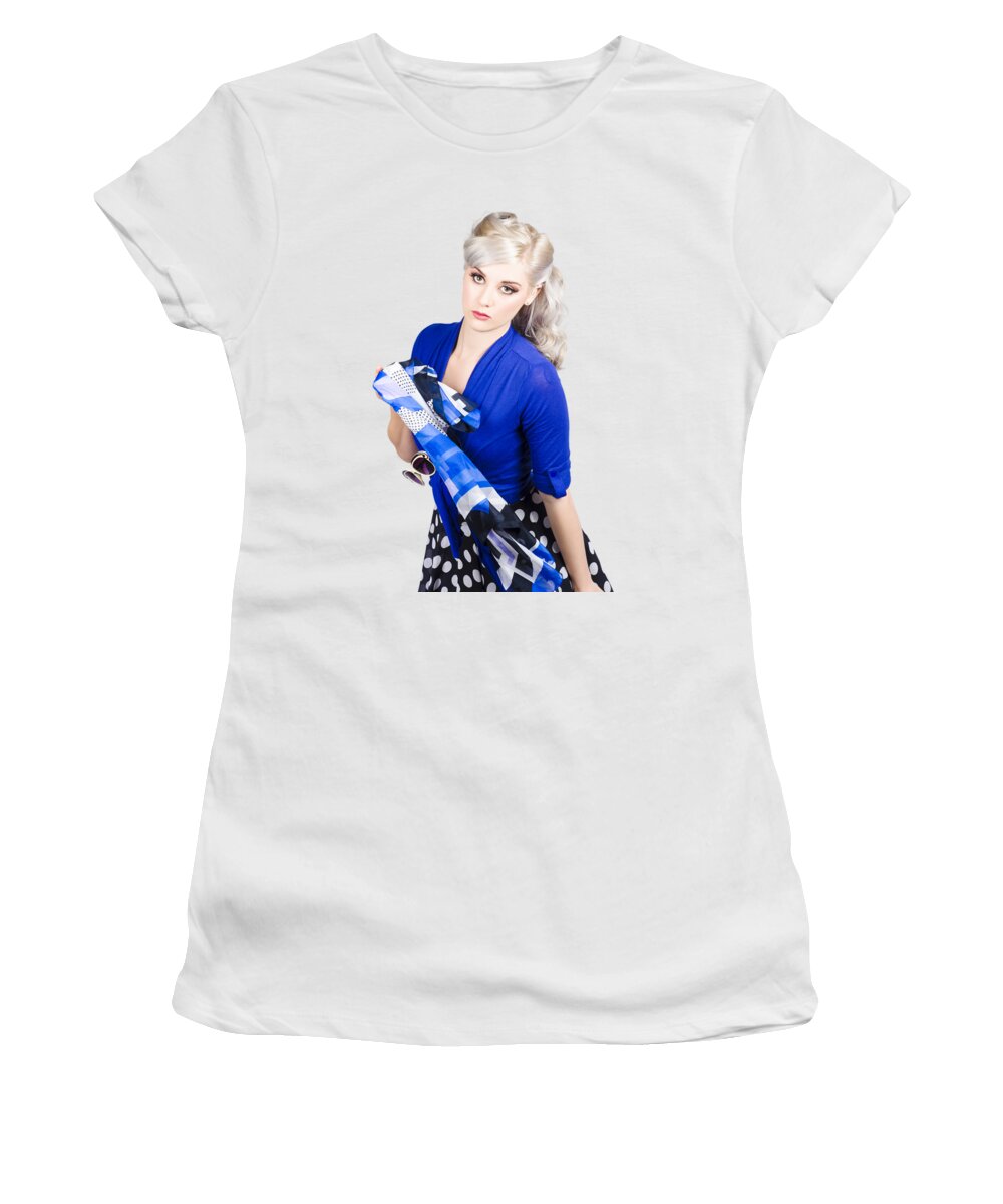 Girl Women's T-Shirt featuring the photograph The classic pin-up image. Girl in retro style by Jorgo Photography