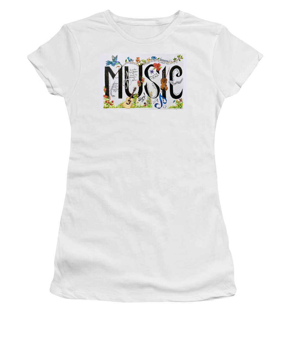 Music Women's T-Shirt featuring the painting The Gift by Cheryl Wallace