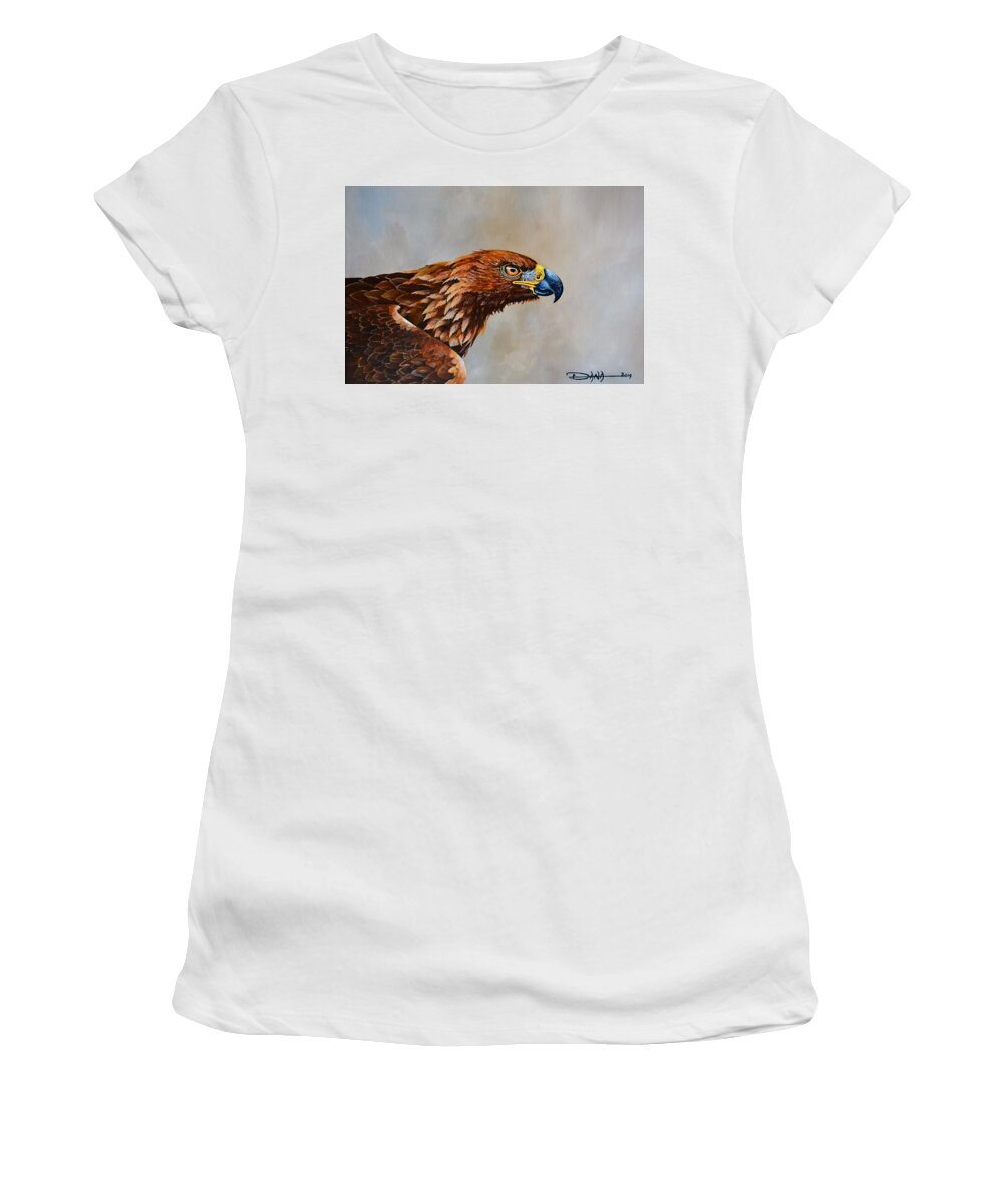 Birds Women's T-Shirt featuring the painting The Golden Eagle by Dana Newman