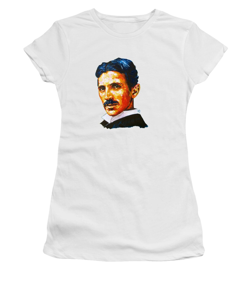  Portrait Women's T-Shirt featuring the painting The Great Inventor by Konni Jensen