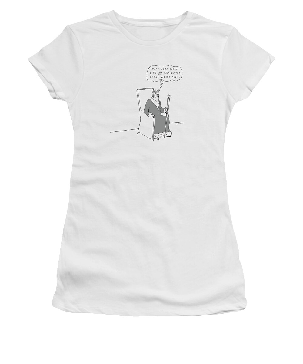 King Women's T-Shirt featuring the drawing They Were Right by Liana Finck
