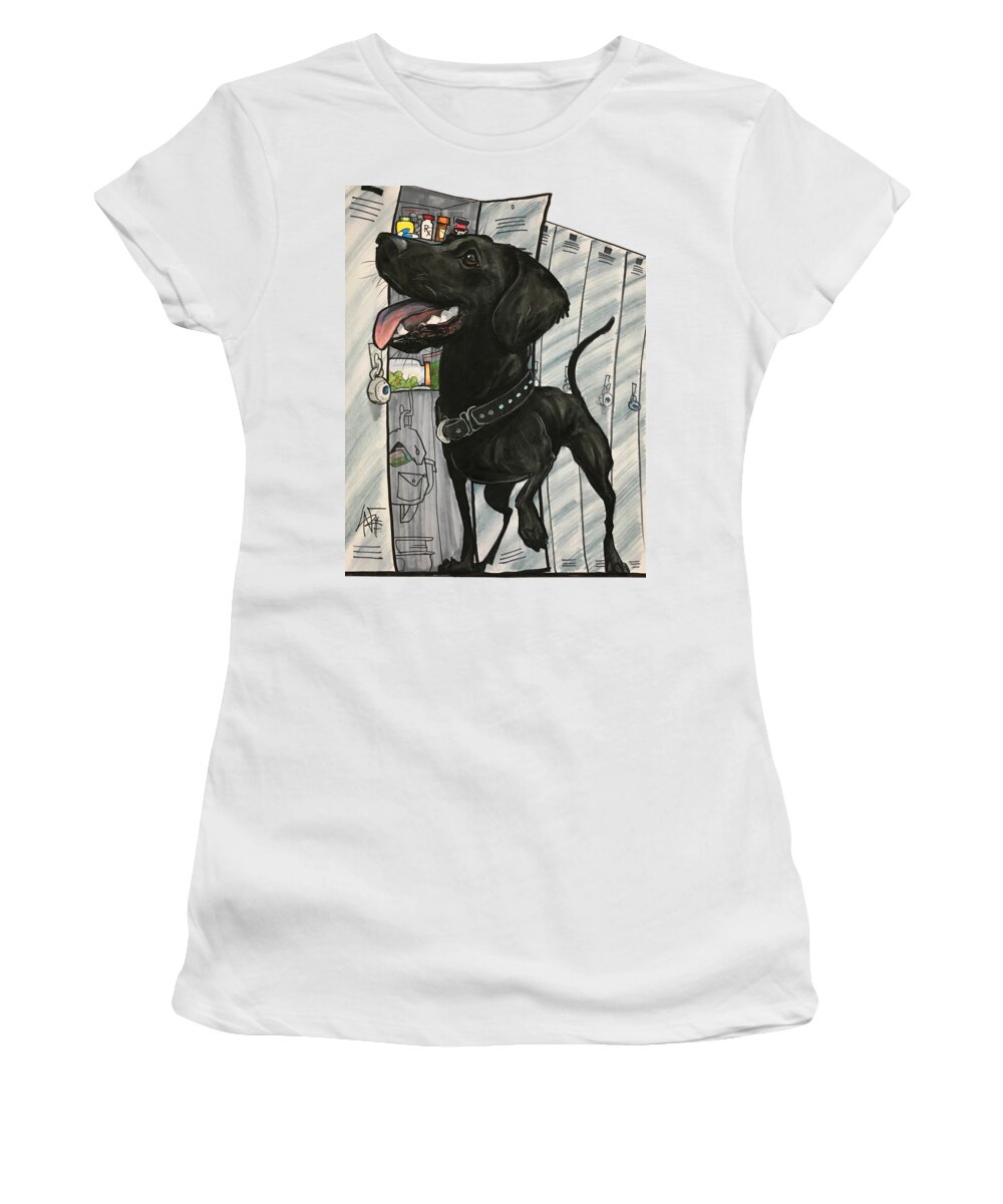 Thompson-damm Women's T-Shirt featuring the drawing Thompson-Damm 4348 by Canine Caricatures By John LaFree
