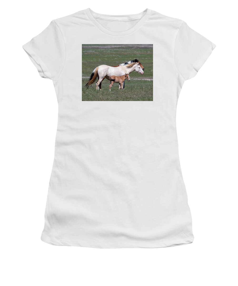 Wild Horses Women's T-Shirt featuring the photograph Three generations by Mary Hone