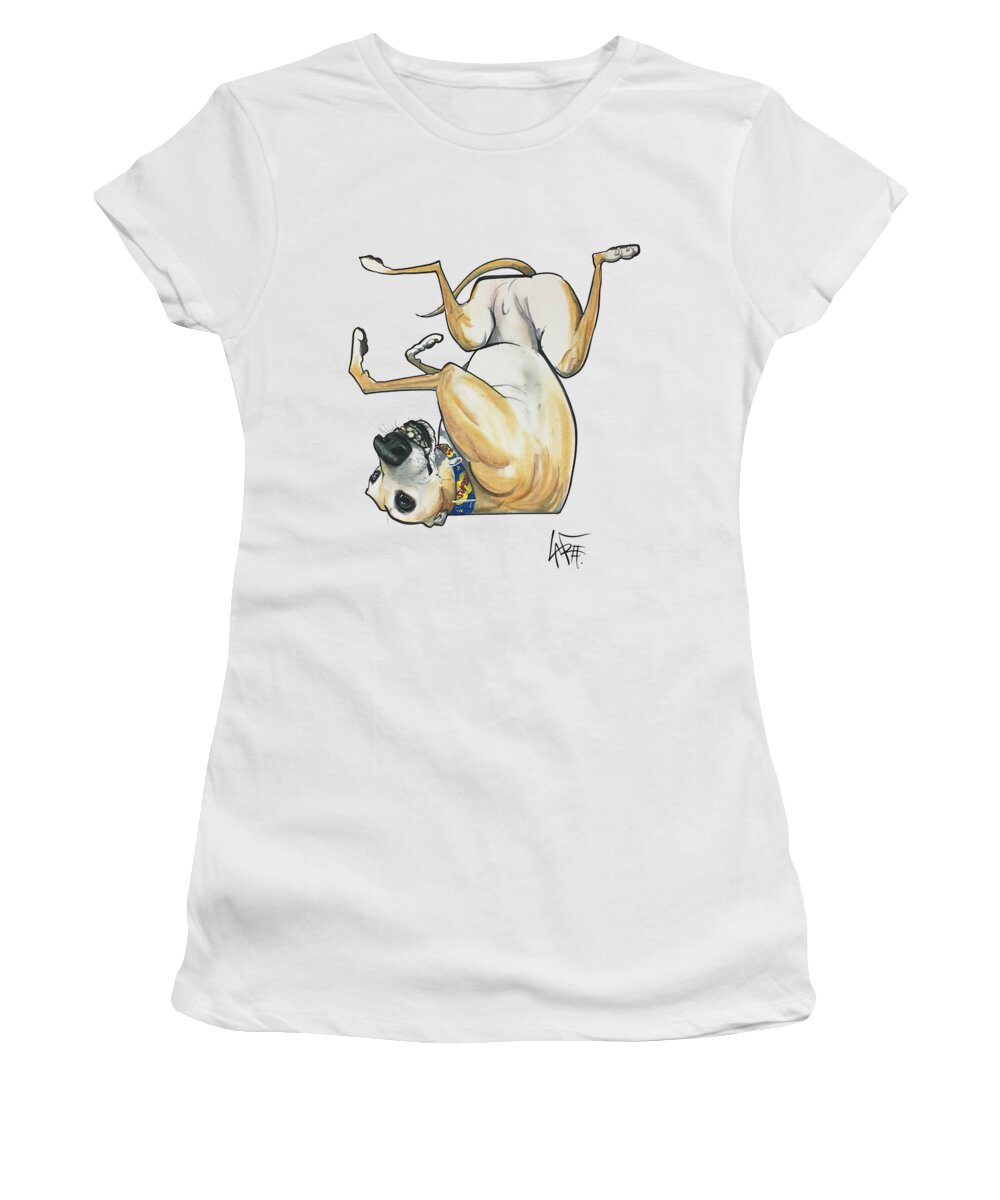 Tucker 4549 Women's T-Shirt featuring the drawing Tucker 4549 by Canine Caricatures By John LaFree