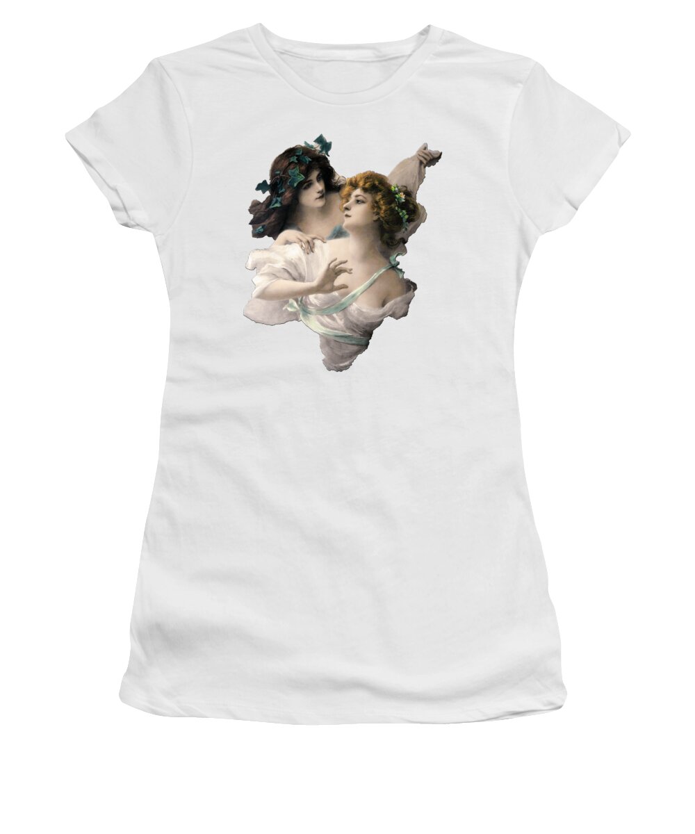 Two Virgins Women's T-Shirt featuring the painting Two Virgins by Edouard Bisson by Xzendor7