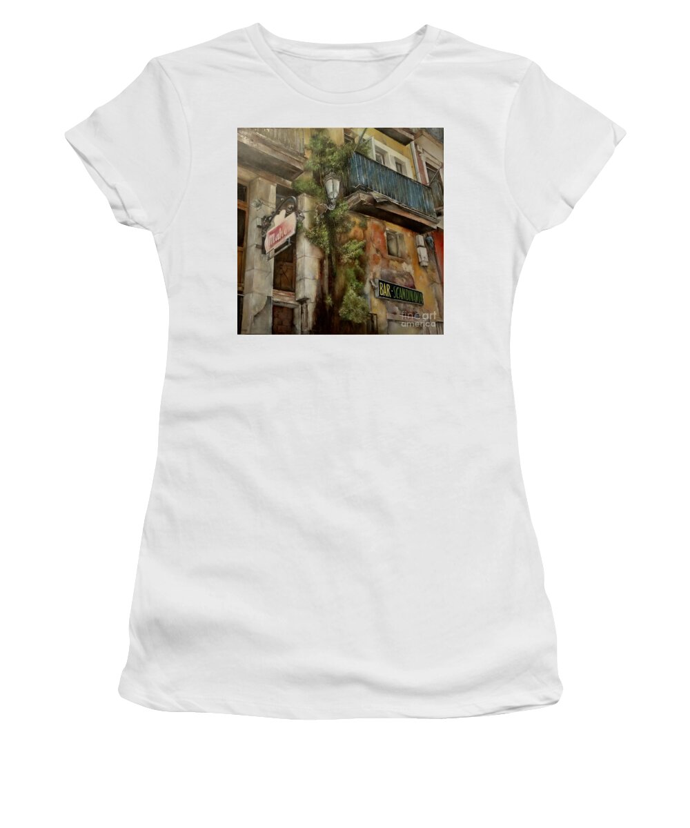Facades Women's T-Shirt featuring the painting Urban decay by Tomas Castano