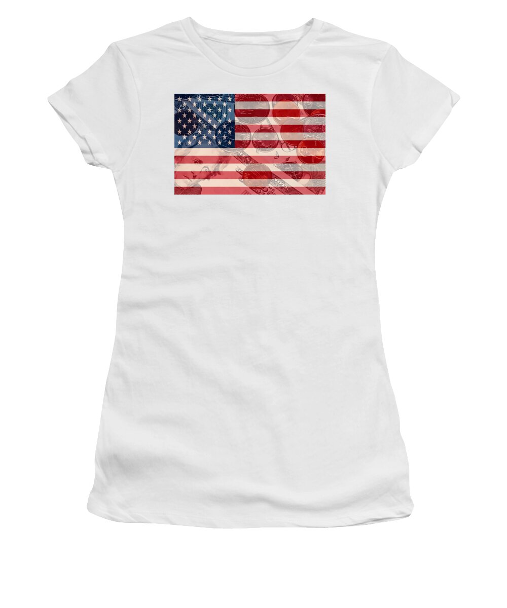 Us Women's T-Shirt featuring the painting US currency by Jeelan Clark