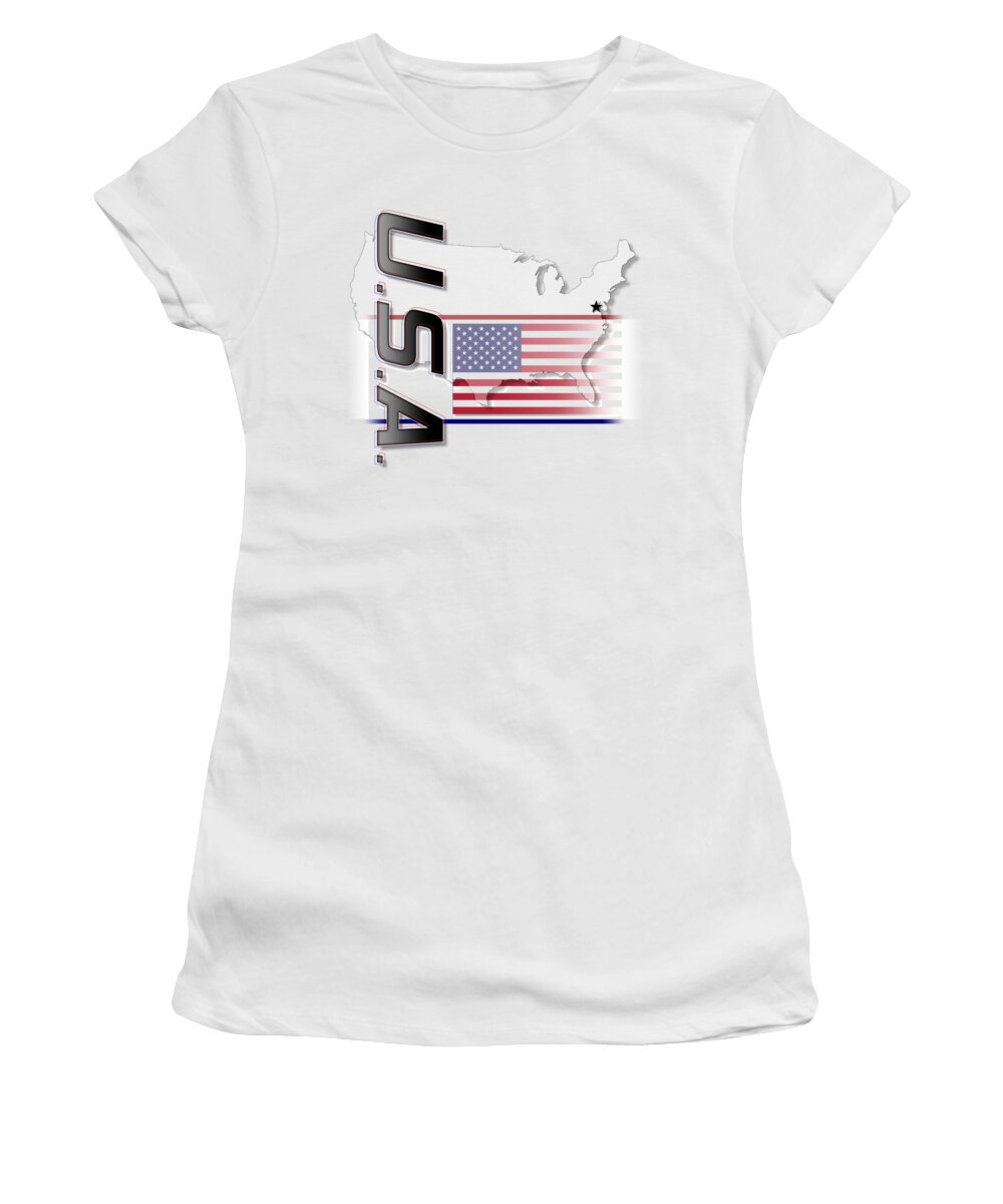 U.s.a. Women's T-Shirt featuring the digital art U.S.A. Vertical Print by Rick Bartrand