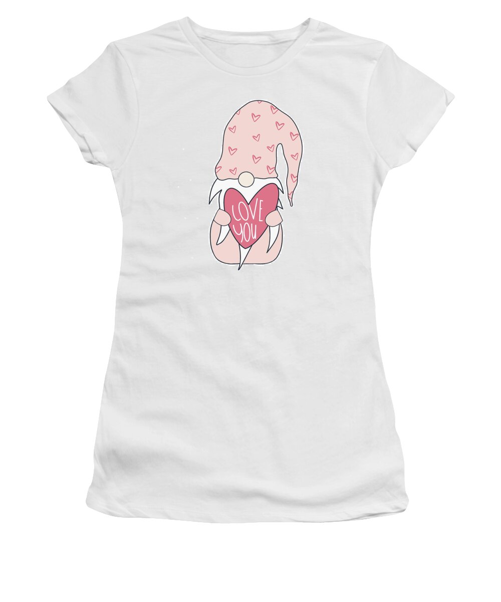 Valentine Women's T-Shirt featuring the mixed media Valentine Gnome by Melanie Torres