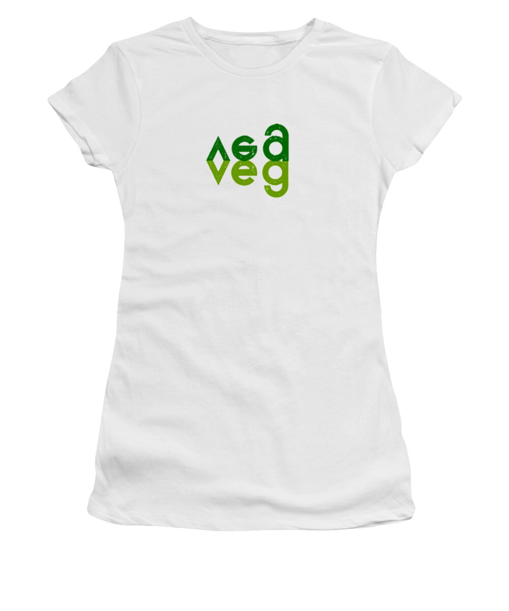  Women's T-Shirt featuring the drawing VEG left to right - two greens by Charlie Szoradi