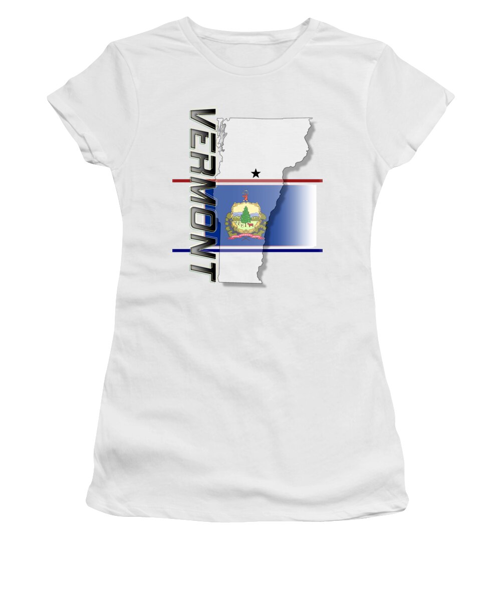Vermont Women's T-Shirt featuring the digital art Vermont State Vertical Print by Rick Bartrand