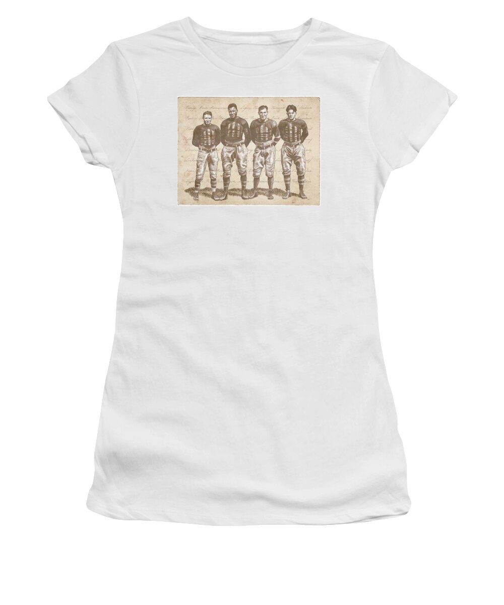 Football Women's T-Shirt featuring the drawing Vintage Football Heroes by Clint Hansen
