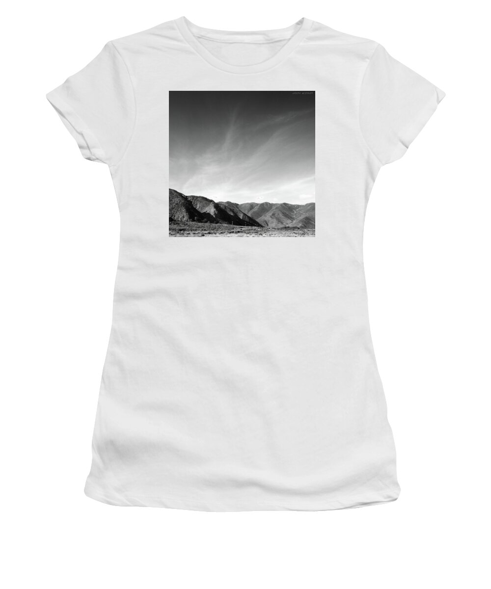 New Zealand Women's T-Shirt featuring the photograph Wainui Hills Squared in Black and White by Joseph Westrupp