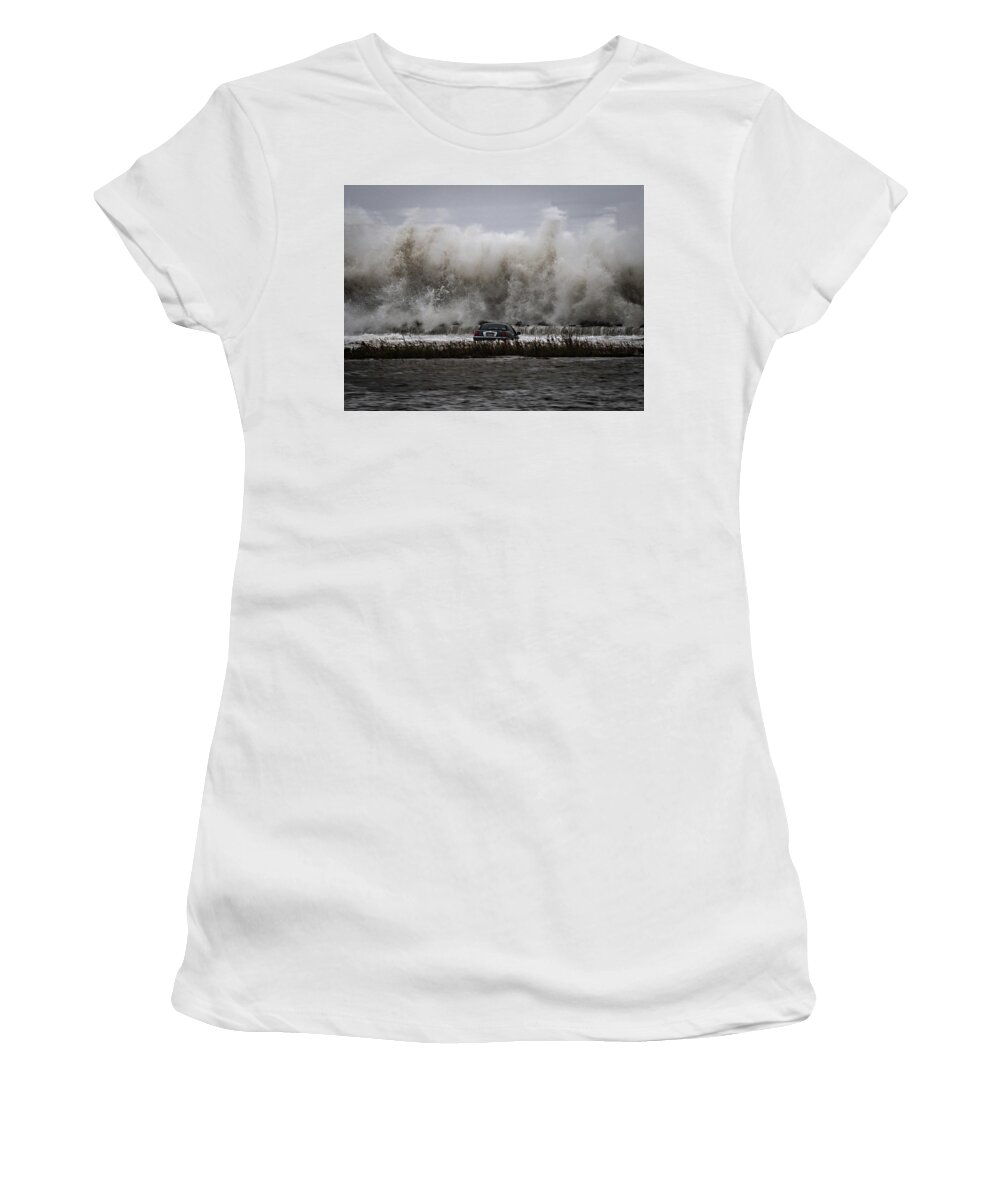 2018 Women's T-Shirt featuring the photograph Wall of Waves by Deidre Elzer-Lento