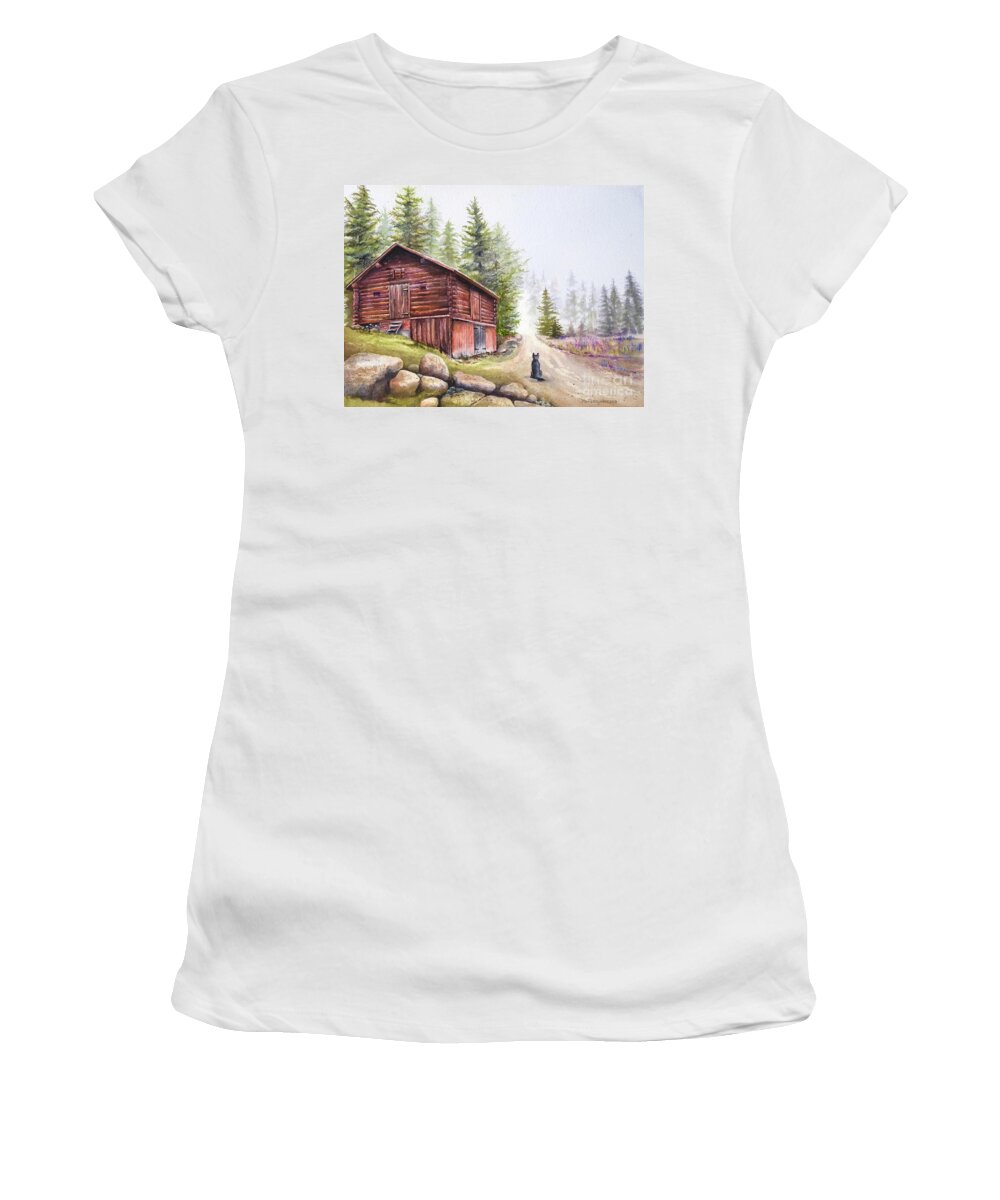 Landscape Women's T-Shirt featuring the painting Watchdog by Jeanette Ferguson