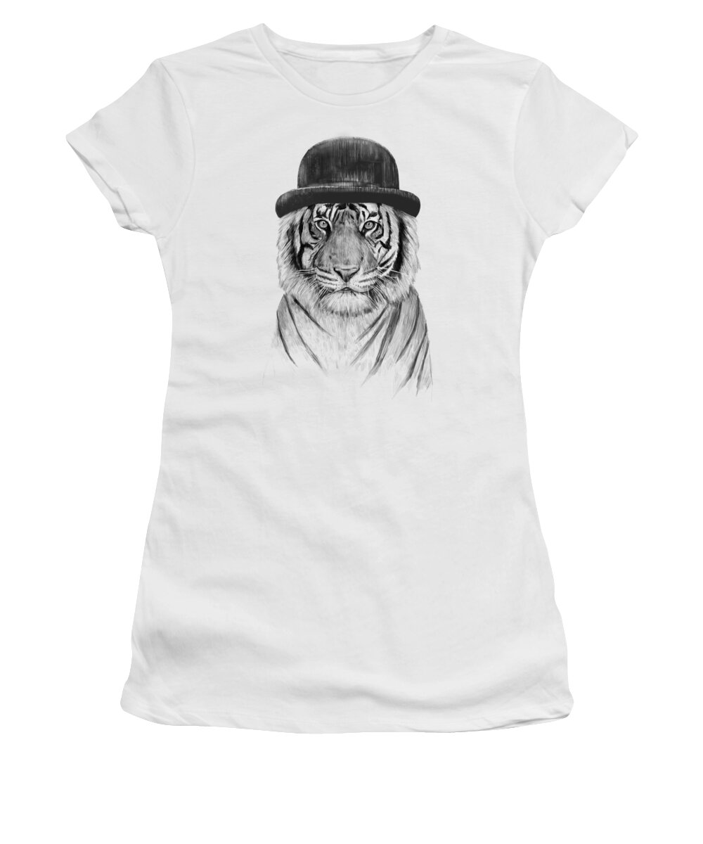 Tiger Women's T-Shirt featuring the drawing Welcome to the jungle by Balazs Solti
