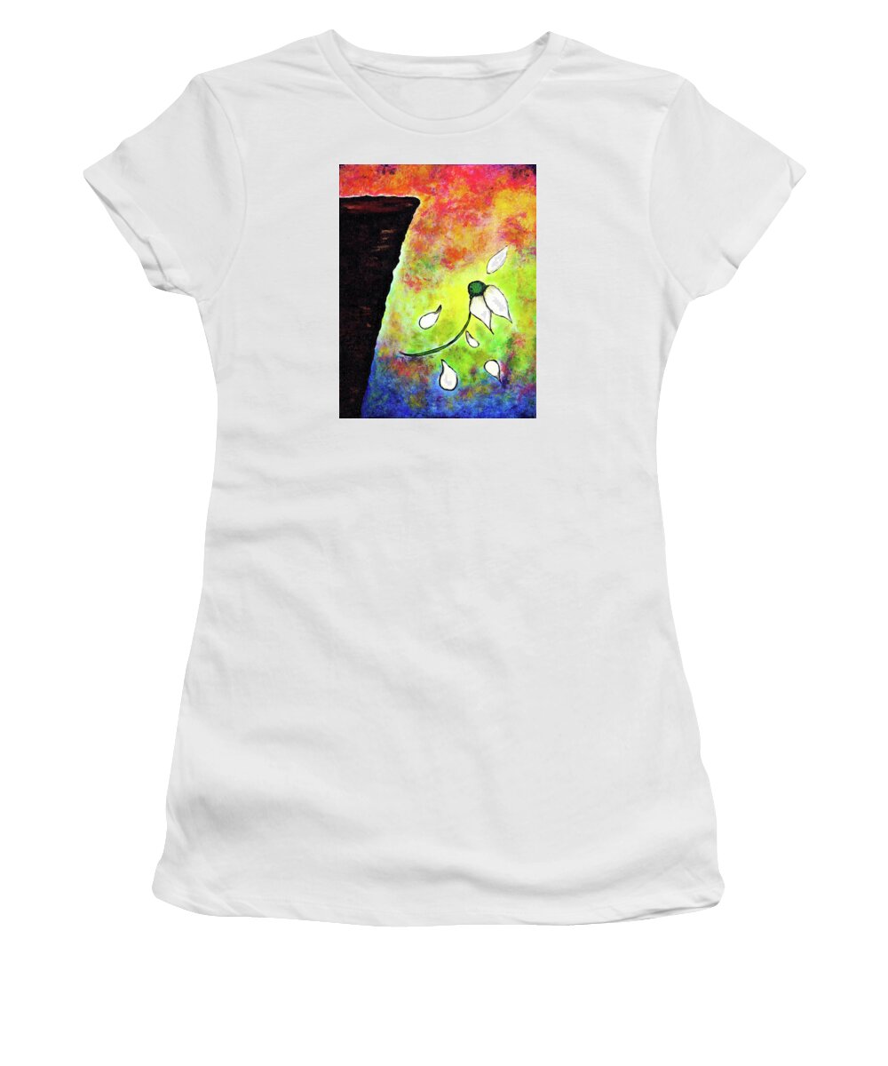 Cliff Women's T-Shirt featuring the painting When You Pulled The World Out From Under Me by Meghan Elizabeth