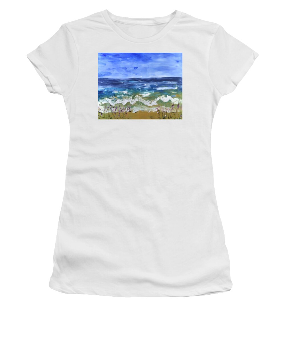Beach Women's T-Shirt featuring the painting Where you want to be by Helian Cornwell