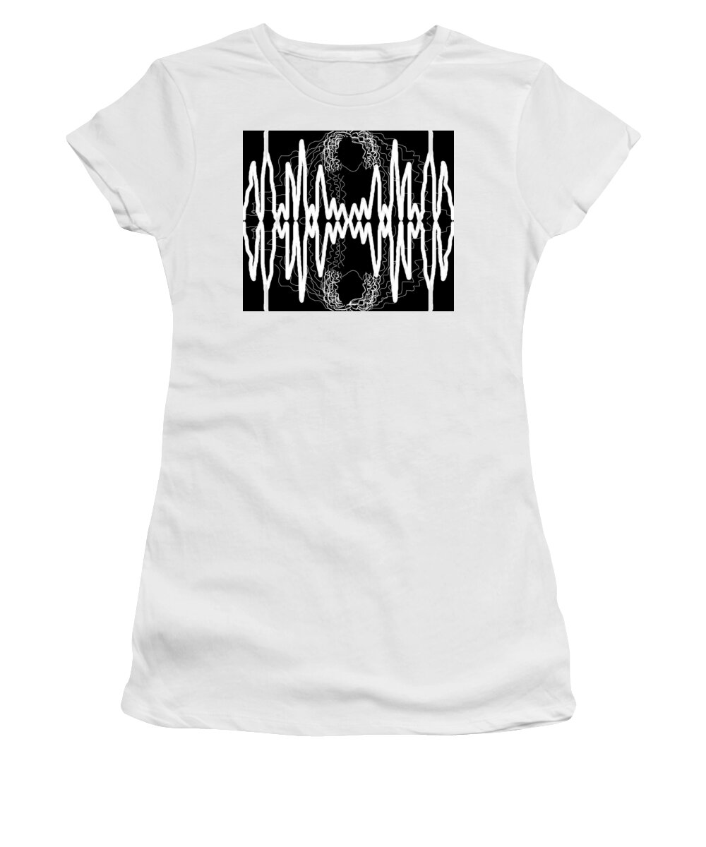 Modern Abstract Women's T-Shirt featuring the digital art White and Black Frequency Mirror by Joan Stratton