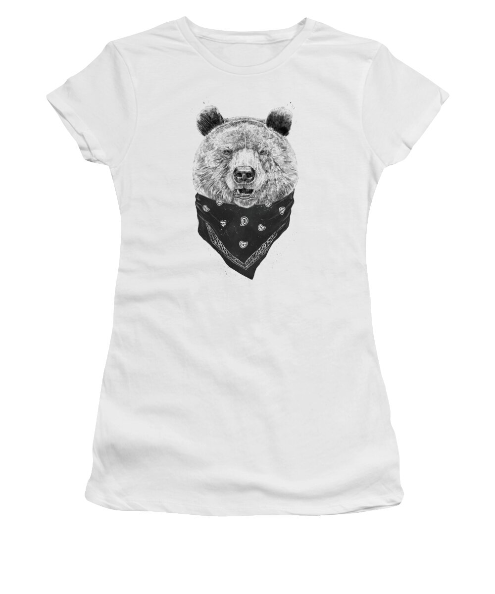 Bear Women's T-Shirt featuring the mixed media Wild bear by Balazs Solti