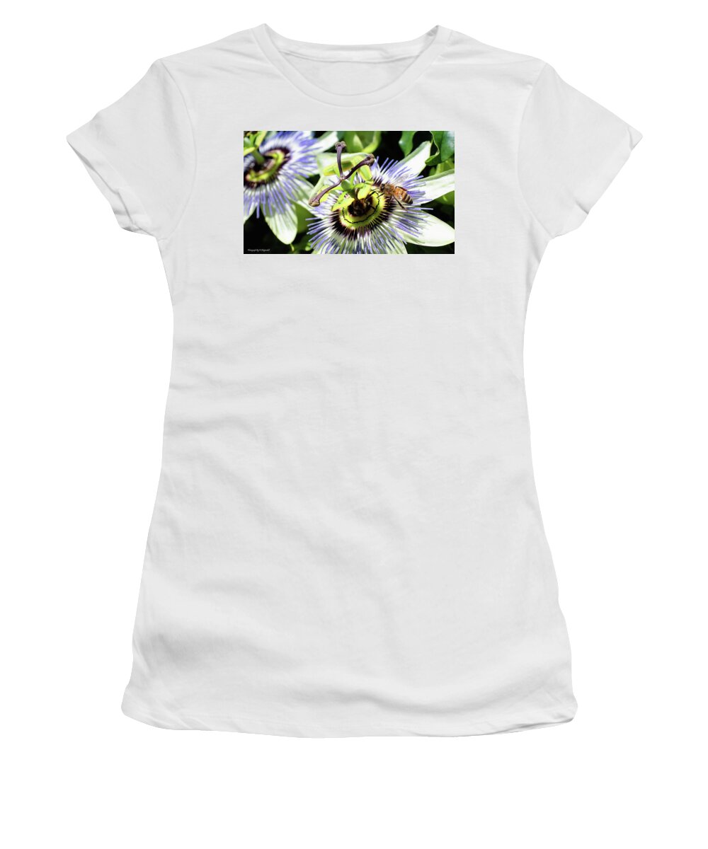 Wild Passion Flower Women's T-Shirt featuring the digital art Wild passion flower 001 by Kevin Chippindall