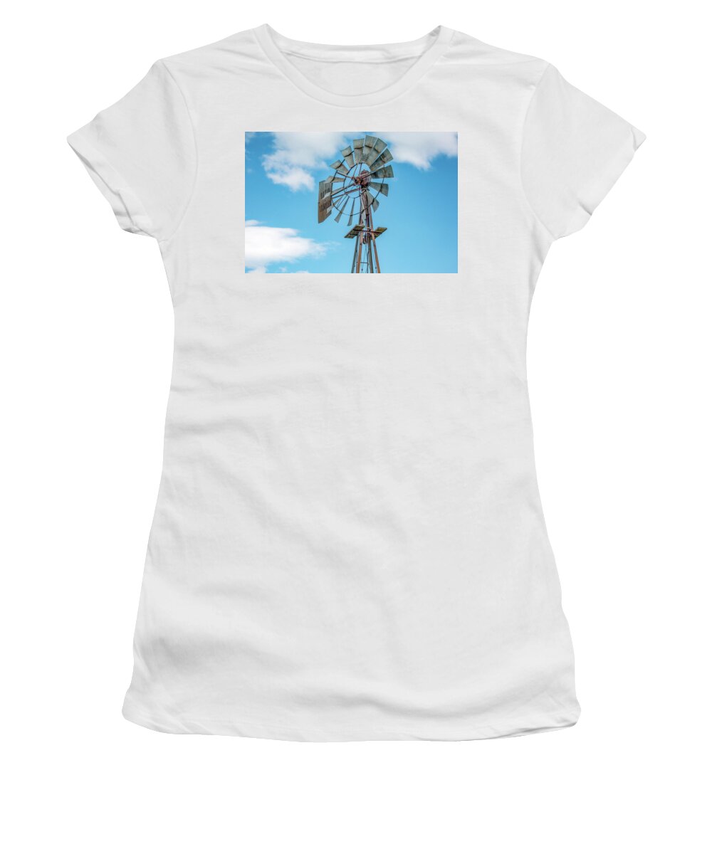 Windmill Women's T-Shirt featuring the photograph Windmill Top by Todd Klassy