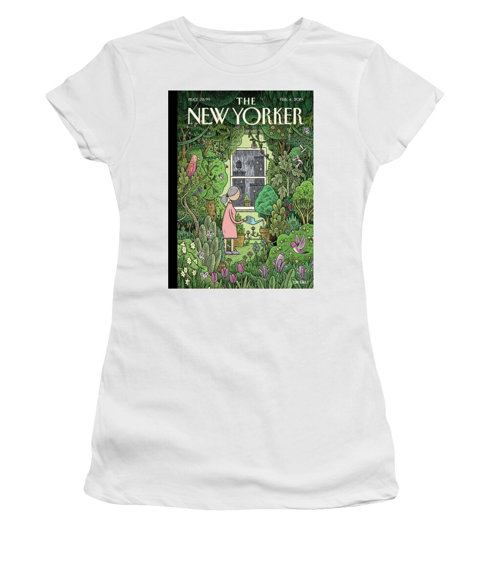 Winter Garden Women's T-Shirt featuring the painting Winter Garden by Tom Gauld