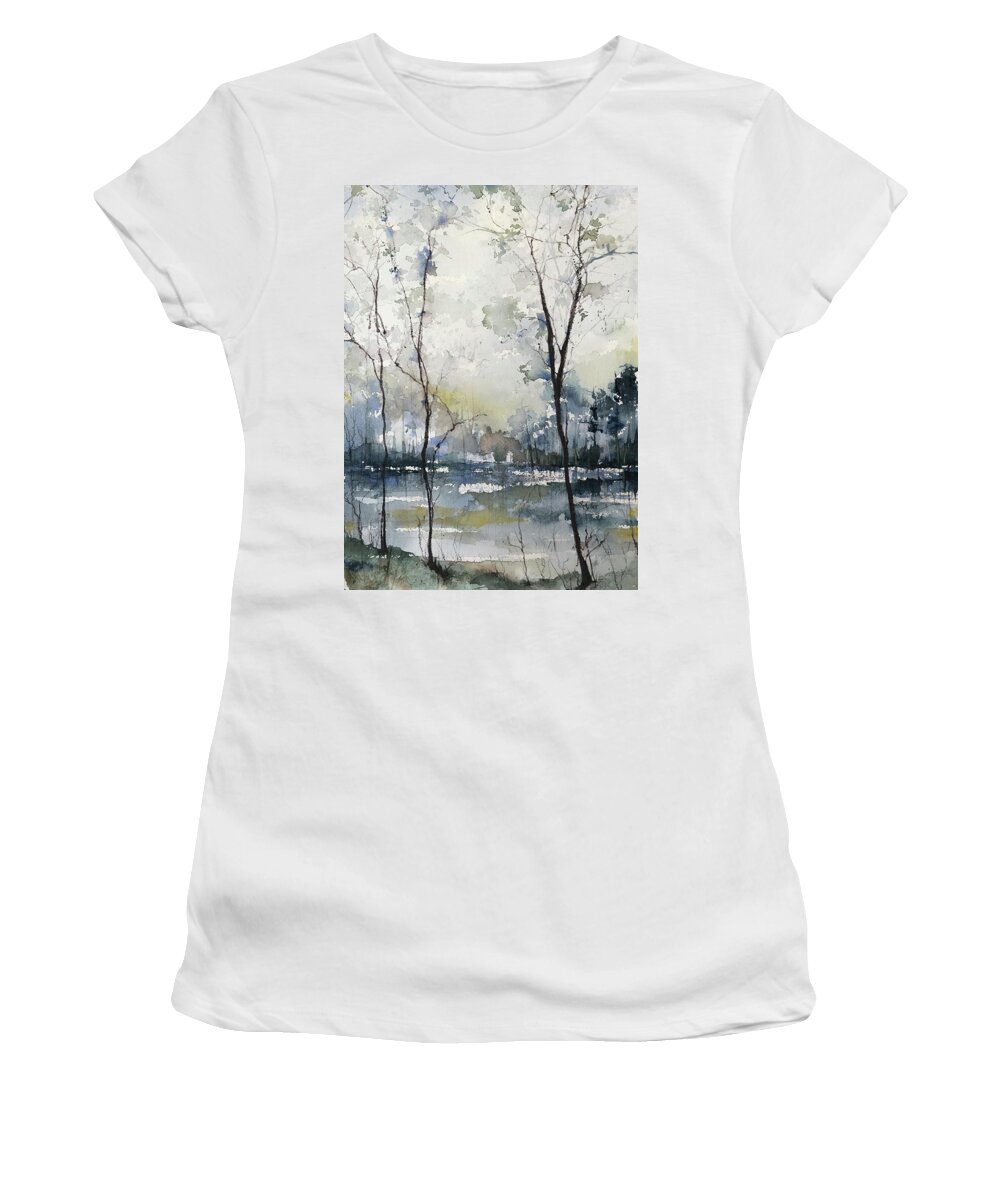 Rainy Days Women's T-Shirt featuring the painting Yesterdays Colours by Robin Miller-Bookhout