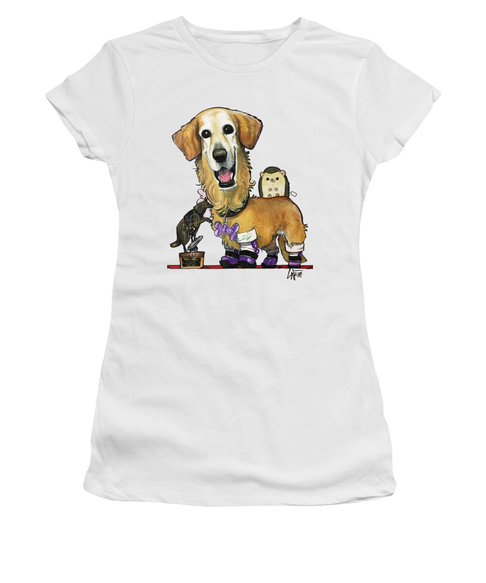 Young 4438 Women's T-Shirt featuring the drawing Young 4438 by Canine Caricatures By John LaFree