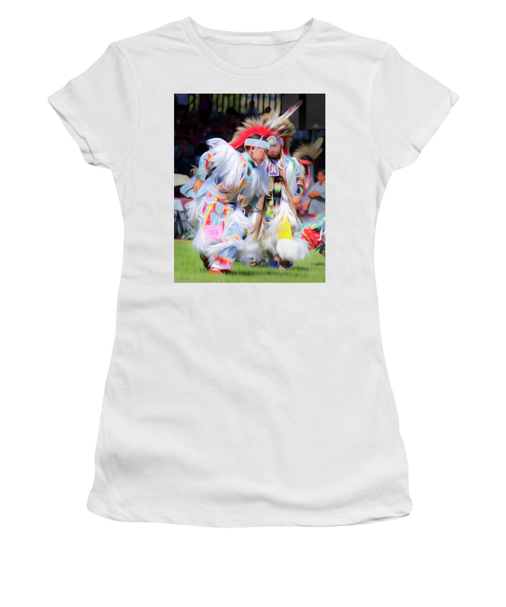 Celebration Women's T-Shirt featuring the photograph Young Grass Dancers by Theresa Tahara