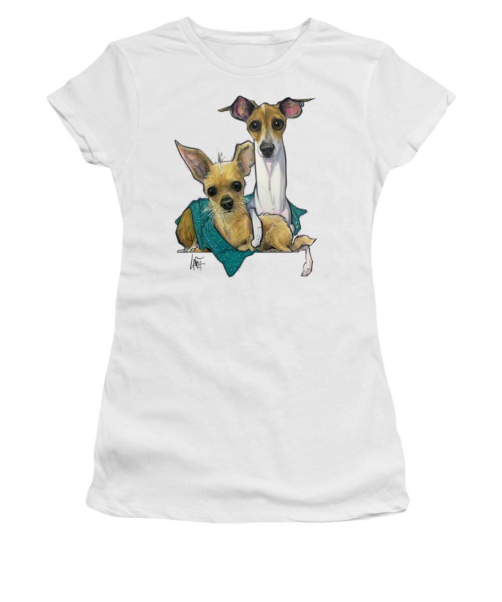 Warner Women's T-Shirt featuring the drawing 5339 Warner by Canine Caricatures By John LaFree