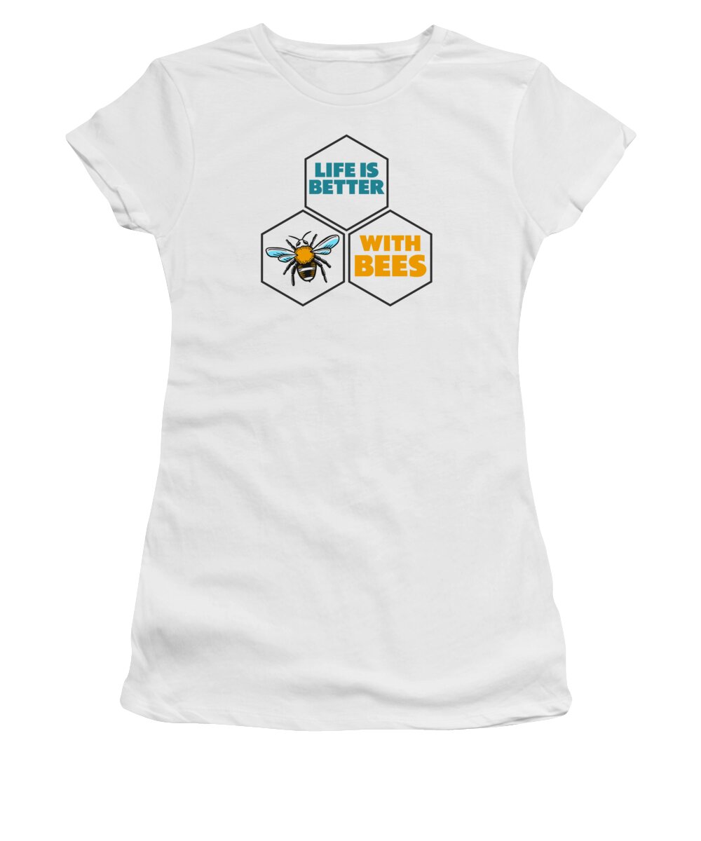 Beekeeper Women's T-Shirt featuring the digital art Beekeeper Bees Insects Flowers Bee Lover Plants #1 by Toms Tee Store