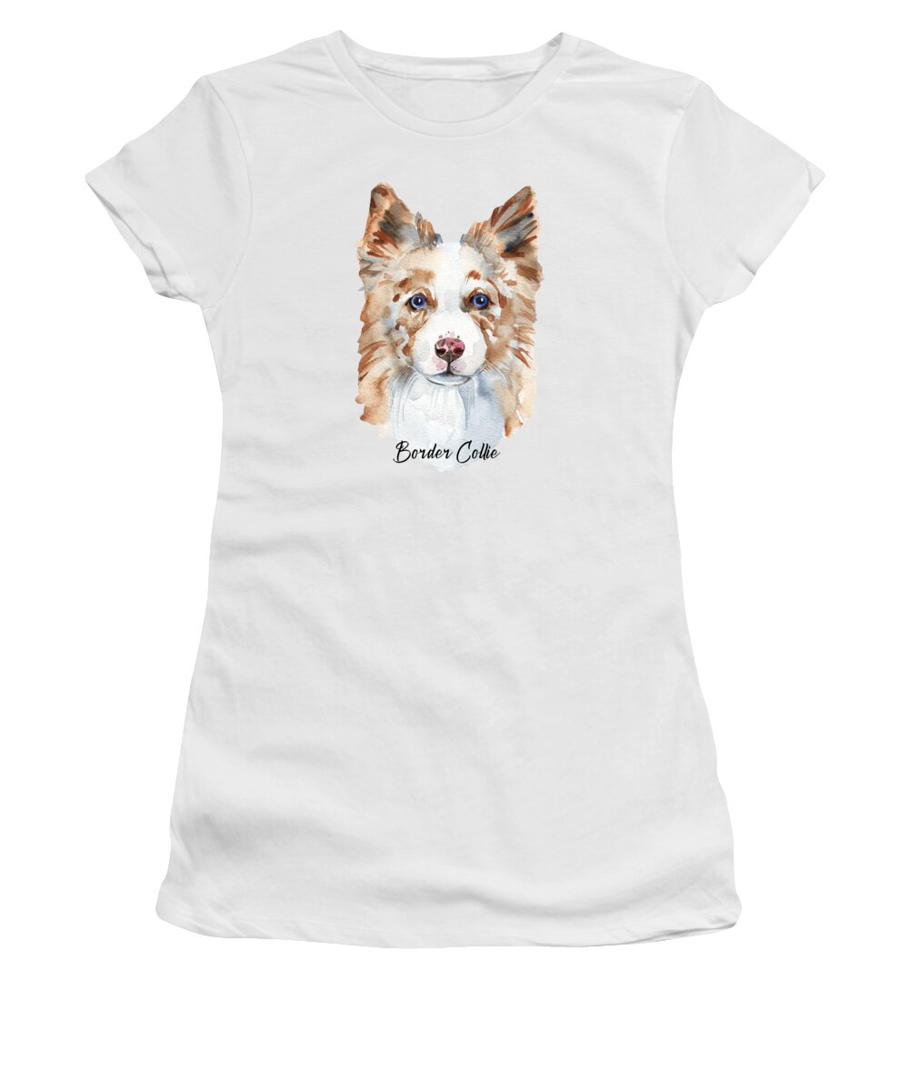 Dog Women's T-Shirt featuring the digital art Border Collie Dog Breeds #1 by Sambel Pedes