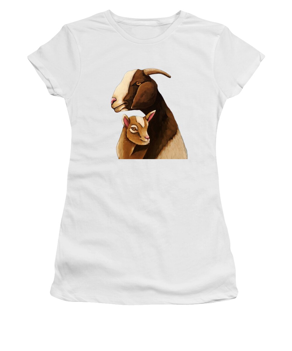 Goat Women's T-Shirt featuring the painting Father and Son #2 by Lucia Stewart