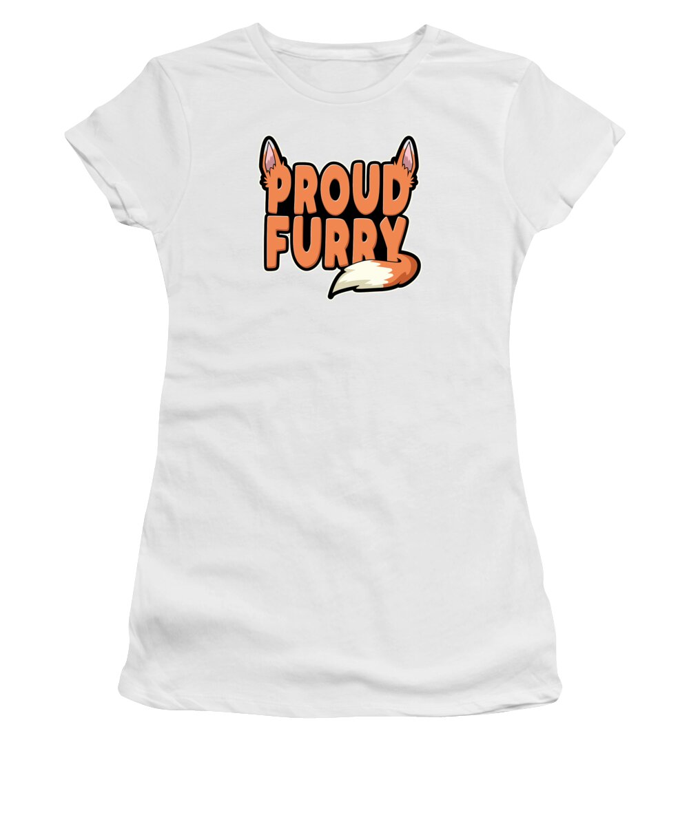 Furry Women's T-Shirt featuring the digital art Furry Proud Furry Fox Wolf Anime Fursuit Fursona #1 by Toms Tee Store