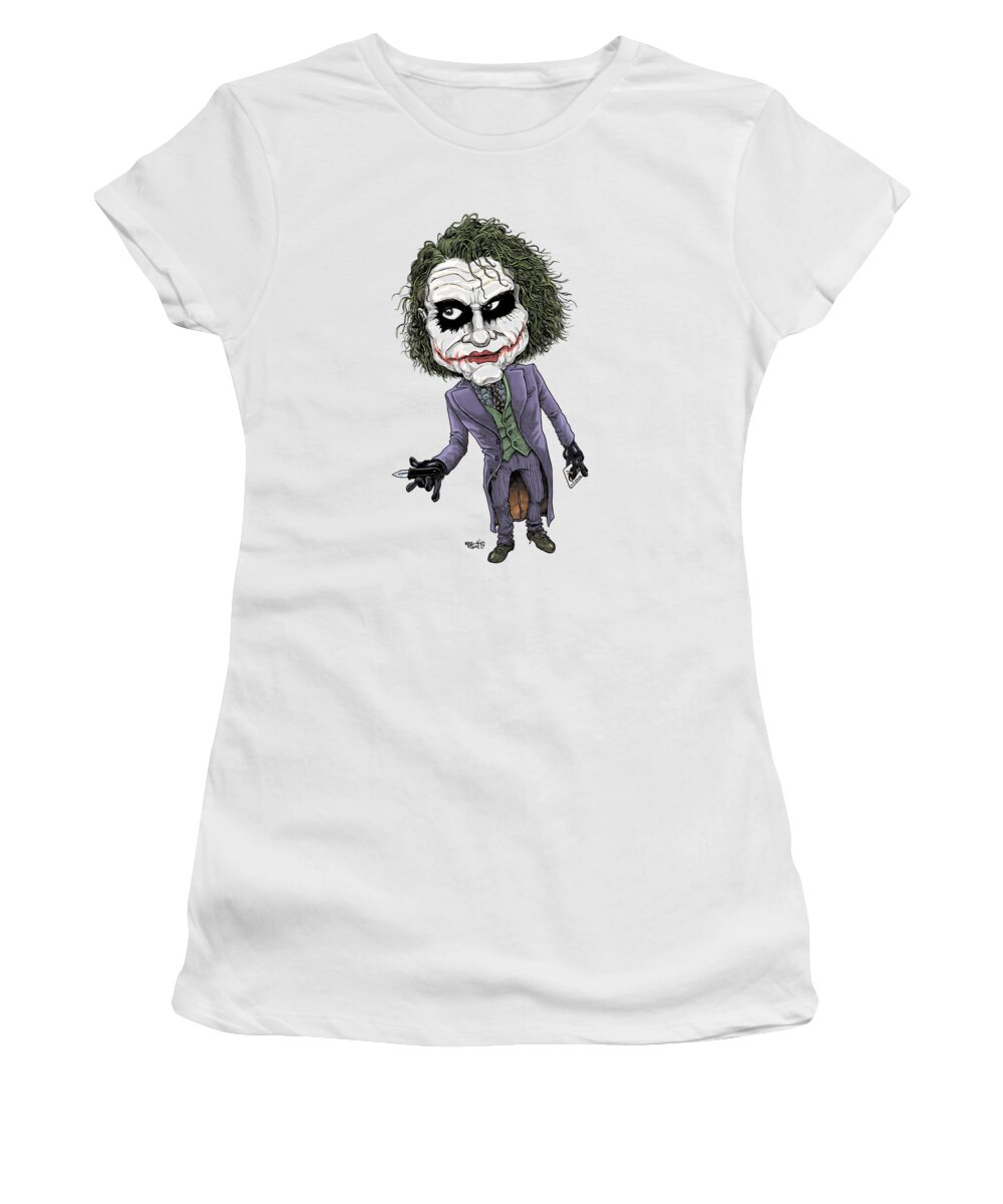 Caricature Women's T-Shirt featuring the drawing Joker #1 by Mike Scott