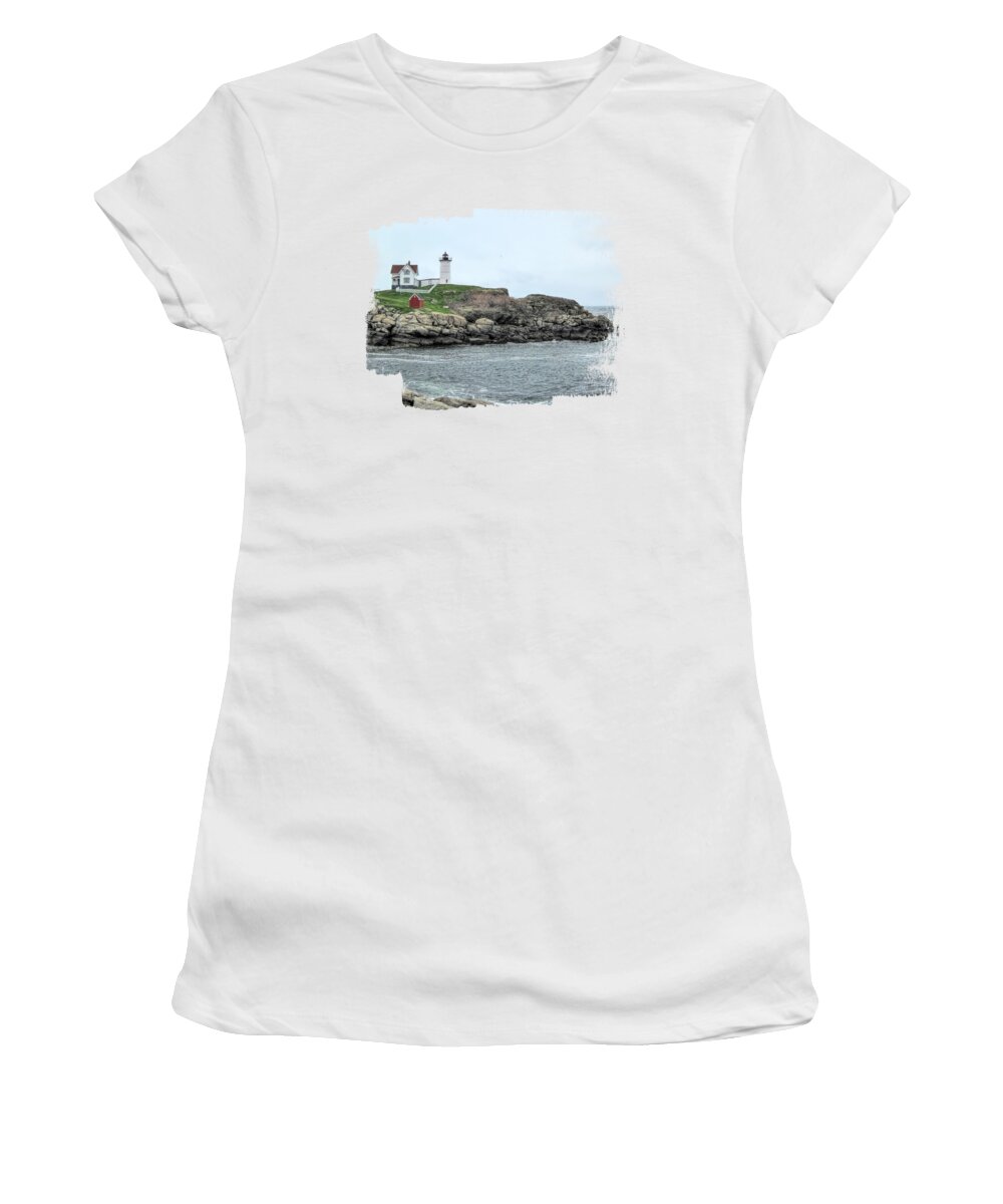 Nubble Women's T-Shirt featuring the photograph Nubble Lighthouse #1 by Elisabeth Lucas