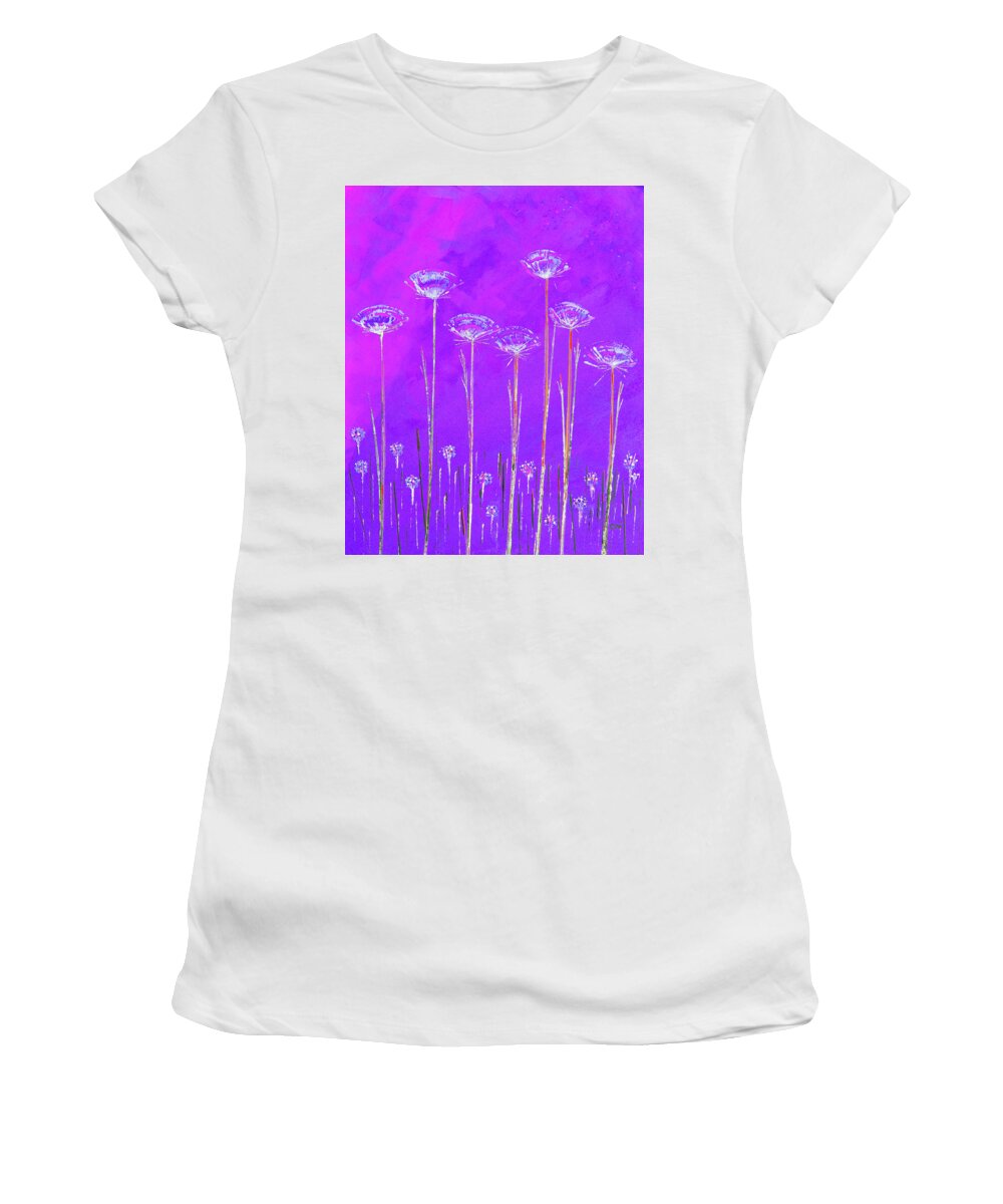 Flowers Women's T-Shirt featuring the painting Purple Wildflowers by Corinne Carroll