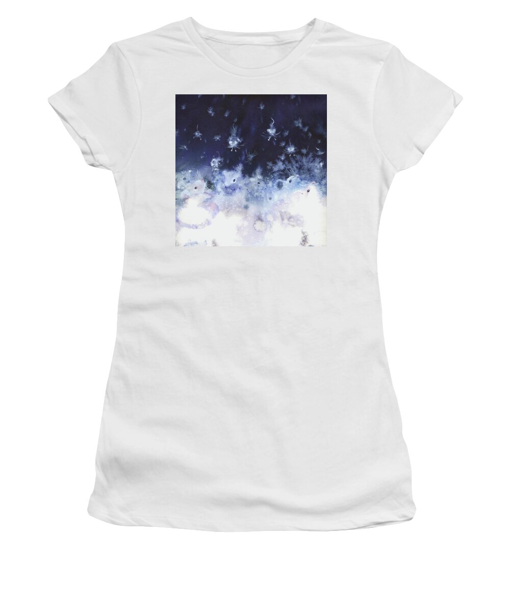 Watercolor Women's T-Shirt featuring the painting Snow Mice #1 by Tatyana Ponomareva