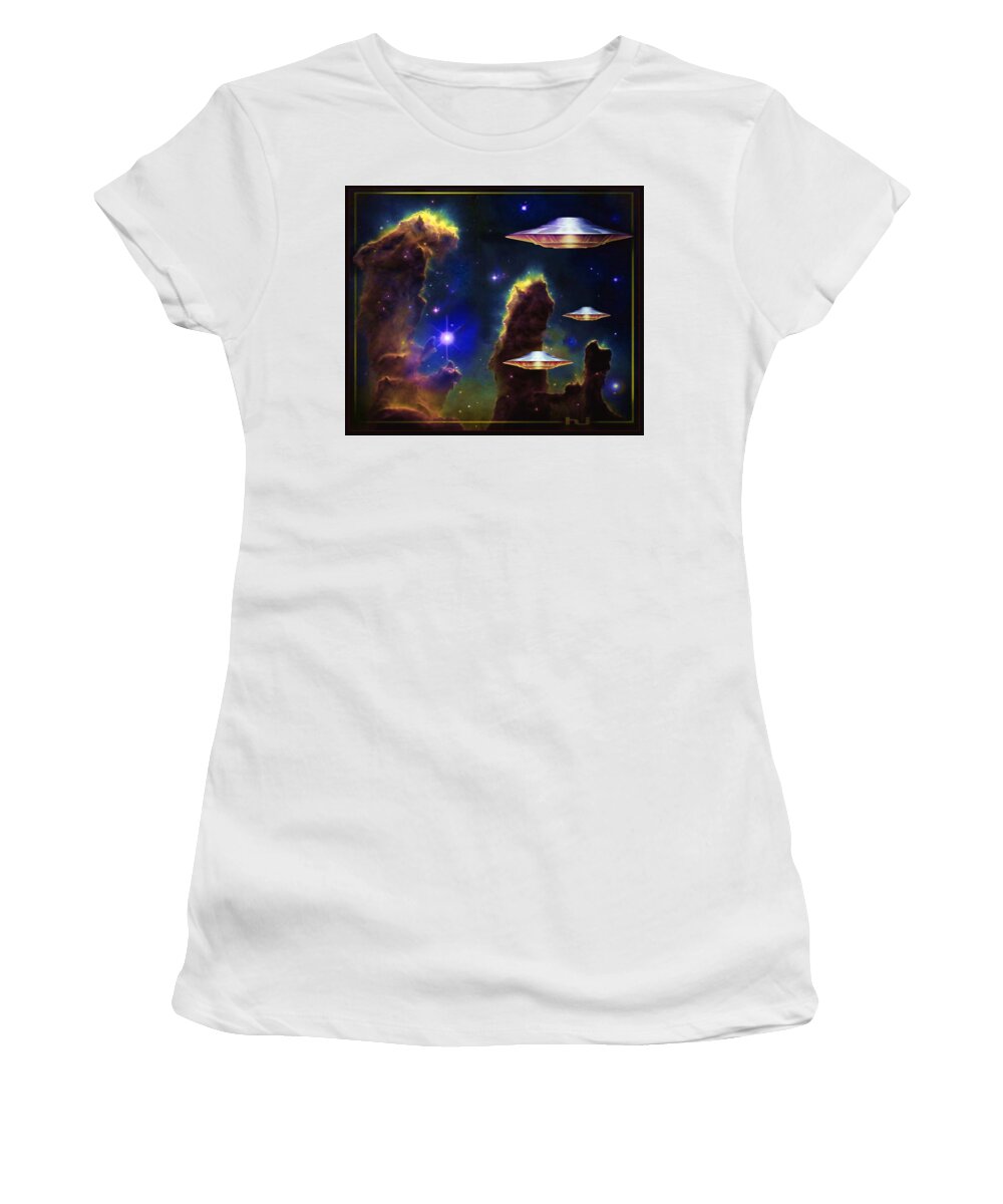 Eagle Nebula Women's T-Shirt featuring the mixed media The Eagle Nebula #1 by Hartmut Jager